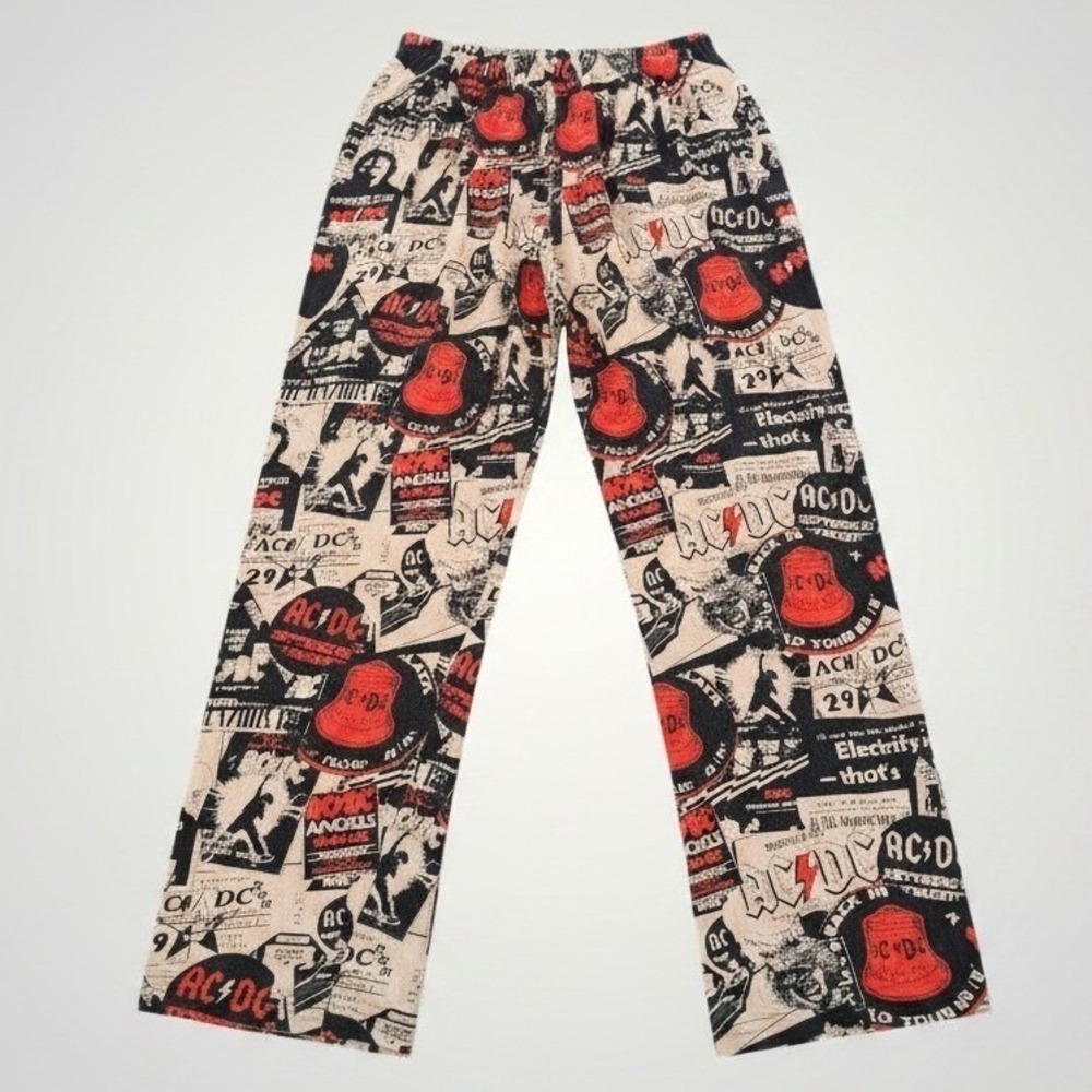 AC/DC Pajama Pants Unisex Medium Concert Poster Lounge Hells Bells Rock n Roll